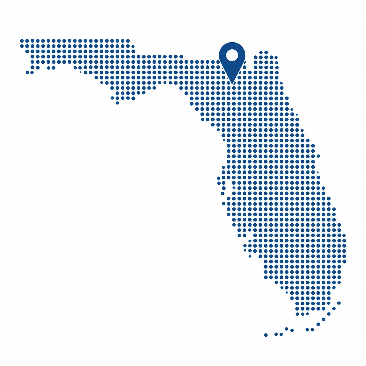 Map of Florida showing North Florida service area